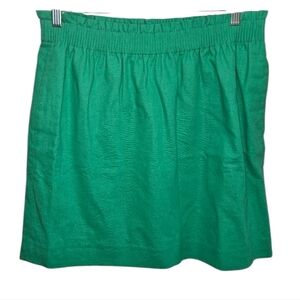 J. Crew Skirt Kelly Green Women's Size 12 Linen Cotton Pockets Lined Pull On